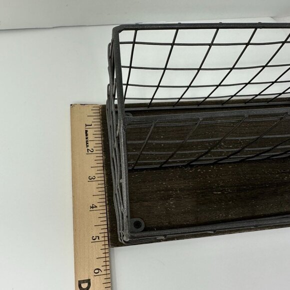 Rae Dunn LETTERS Wire Mail Basket Organizer Wood Base Farmhouse Office Decor - Picture 10 of 12
